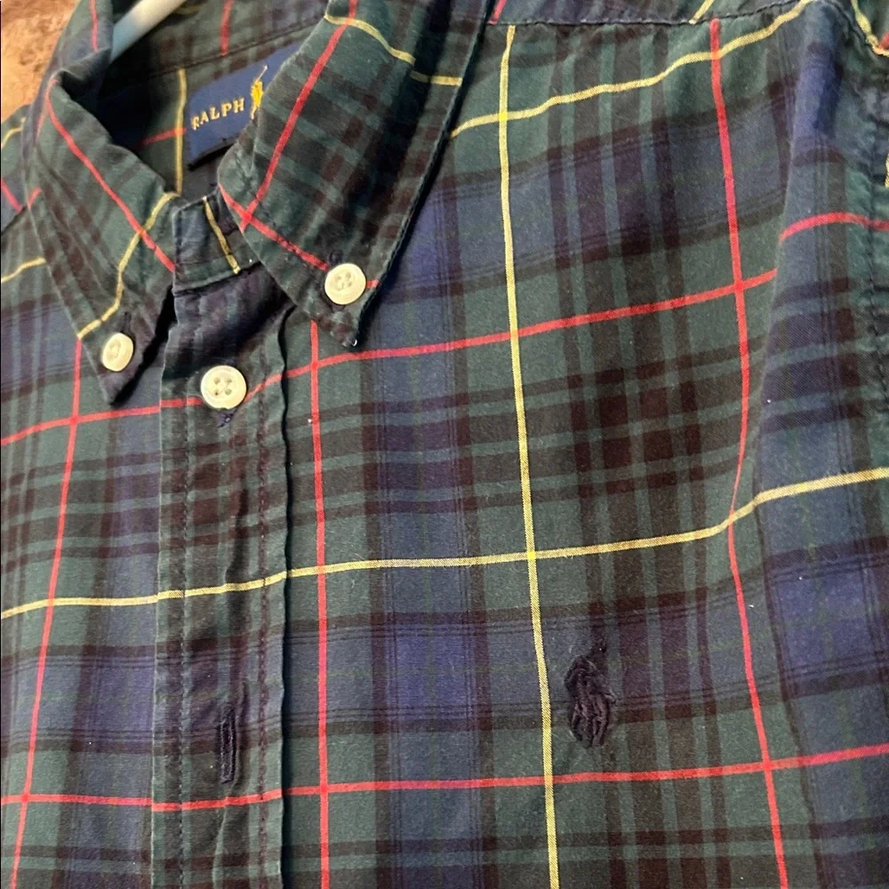 Ralph Lauren Kids Blue and Green Plaid Shirt